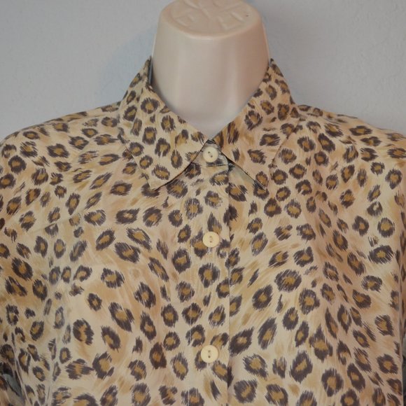 Sz S Anna & Frank Vintage Leopard 100% Silk Shirt - Picture 6 of 11